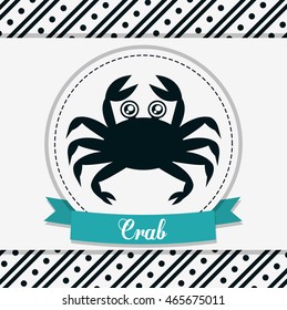 Sea animal cartoon design represented by crab icon over seal stamp. Colorfull and flat illustration. 
