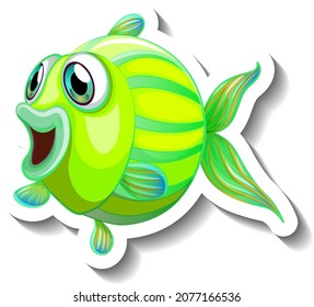 Sea Animal Cartoon Sticker with Cute Fish illustration