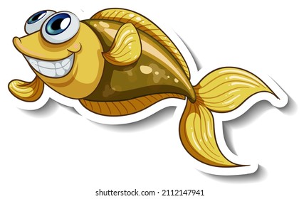 Sea Animal Cartoon Sticker with Cute Fish illustration