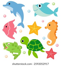 Sea animal collection. Vector illustration