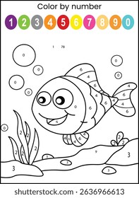  sea animal color by number  math worksheet