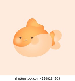 Sea animal cute characters. Orange fish sticker.