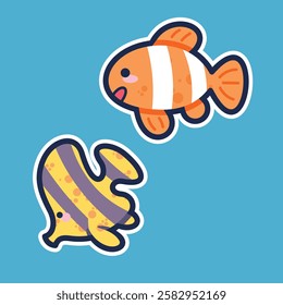 Sea Animal in cute colorful design for kids and education