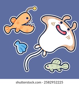 Sea Animal in cute colorful design for kids and education