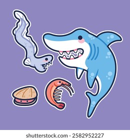 Sea Animal in cute colorful design for kids and education