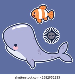 Sea Animal in cute colorful design for kids and education