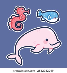 Sea Animal in cute colorful design for kids and education
