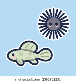 Sea Animal in cute colorful design for kids and education