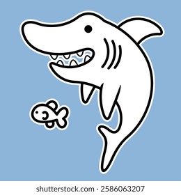 Sea Animal in cute colorful design for kids and education lineart outline