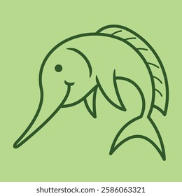 Sea Animal in cute colorful design for kids and education lineart outline