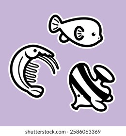 Sea Animal in cute colorful design for kids and education lineart outline