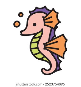 Sea Animal Doodle Illustration - Sea Horse
