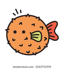 Sea Animal Doodle Illustration - Puffer Fish