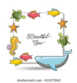 sea animal flat icon design 