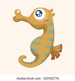 sea animal hippocampus cartoon theme elements