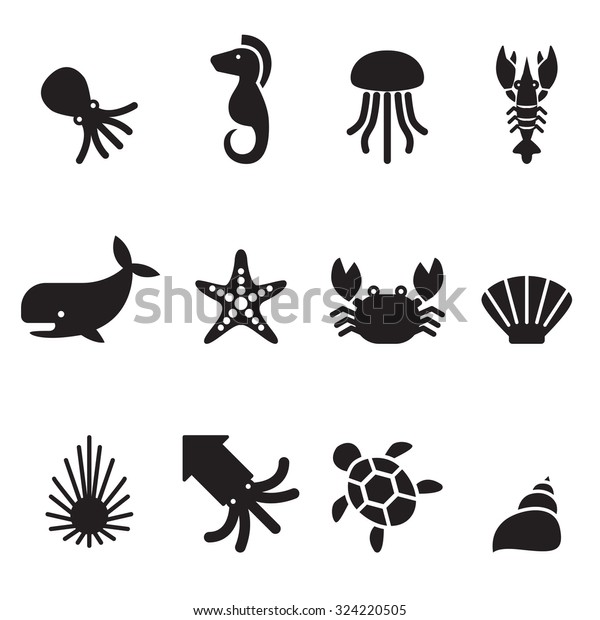 Sea Animal Icon Set Stock Vector (Royalty Free) 324220505 | Shutterstock