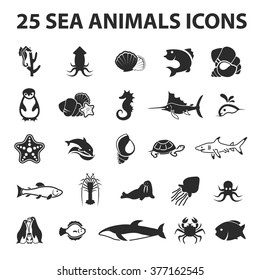 Sea Animal Icons Set.