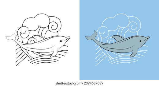 sea animal illustration for book drawing page