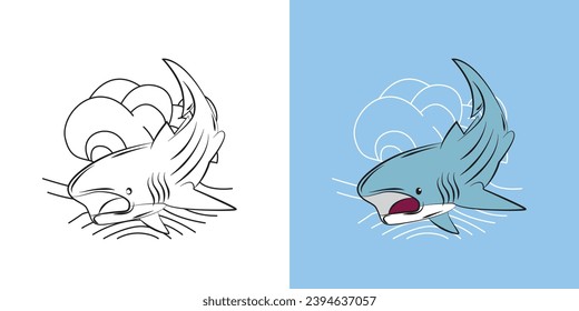 sea animal illustration for book drawing page
