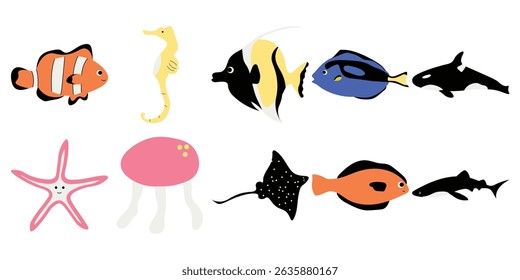 Sea Animal Illustration Set Collection