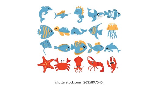 Sea Animal Illustration Vector Collection