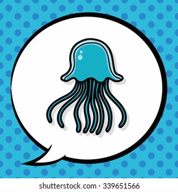 sea animal jellyfish doodle, speech bubble