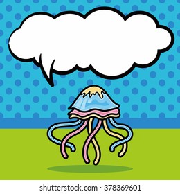 sea animal jellyfish doodle, speech bubble