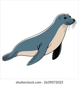 Sea animal with legs, elephant seal vector illustration. Unique marine life concept for wildlife and nature themes.