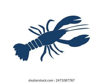 Sea animal Lobster  vector illustration. Lobster silhouette.