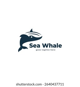 sea ​​whale animal logo design vector template