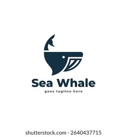 sea ​​whale animal logo design vector template
