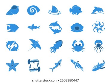 Sea Animal Logo Icon Element