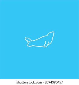 sea animal logo vector line template