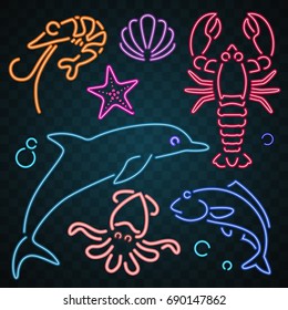 Sea animal neon design