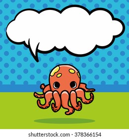 sea animal octopus doodle, speech bubble