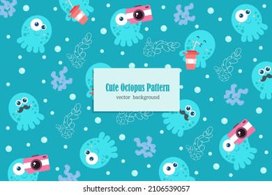 Sea animal seamless pattern cute octopus collection