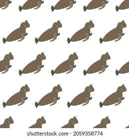 Sea animal seamless pattern with sea elephant. Undersea world habitants print. Hand drawn underwater life vector illustration. Funny cartoon marine animals character for kid fabric, textile.