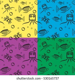 Sea animal , seamless vector style