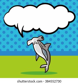 sea animal shark doodle, speech bubble