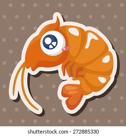 sea animal shrimp cartoon theme elements