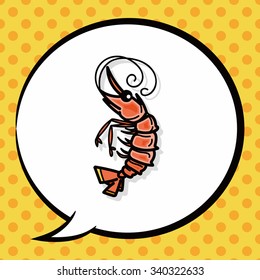 sea animal shrimp doodle, speech bubble