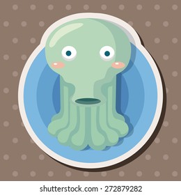 sea animal squid cartoon theme elements