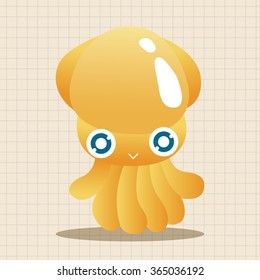 sea animal squid cartoon theme elements
