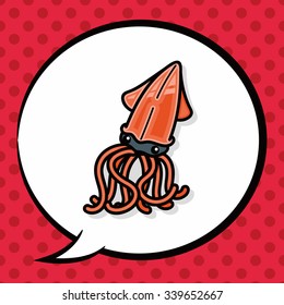 sea animal squid doodle, speech bubble