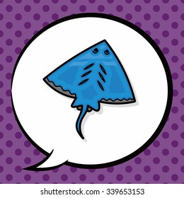 sea animal Stingray doodle, speech bubble