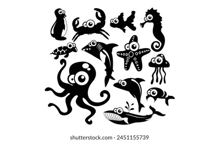 Sea animal  SVG,, Silhouette, Cut File, cutting files, printable design, Clipart, svg