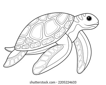 Sea Animal Turtle Coloring Book Vector Stock Vector (Royalty Free ...