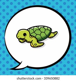 sea animal turtle doodle, speech bubble