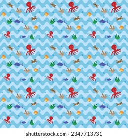 The sea animal in vector pattern a captivating and dynamic arrangement that showcases the diverse and fascinating marine life in a visually appealing format. 