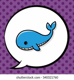 sea animal whale doodle, speech bubble